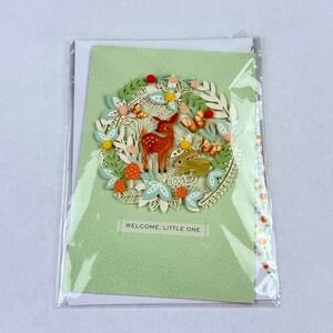 Hallmark Signature Welcome Little One Baby Card Woodland Animals 3D LAD9593 NEW
